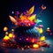 Halloween still life with pumpkins and candies on dark background AI Generated