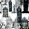 Halloween street isolated homes and trees frightening