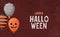Halloween striped and pumpkin balloons with spiderwebs vector design