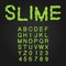 Halloween Style Typeface. Green Slime. Uppercase Letters And Numbers. Latin Alphabet. Vector