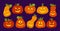 Halloween symbol Pumpkin glows inside set vector