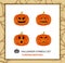 Halloween symbols set: 4 emotions pumpkin, flat.