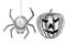 Halloween symbols - spider and carved pumpkin. Hand drawn sketch
