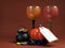 Halloween table setting decorations with goblets