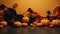 Halloween template background black orange color with pumkins