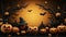 Halloween template background black orange color with pumkins 3d style