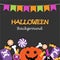 Halloween theme background have poison,magic book, pumpkin, candy, bone about Halloween Day.
