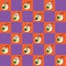 Halloween theme seamless pattern monster eye balls on checker background half drop repeat