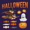 Halloween themed vector illustration set