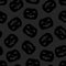 Halloween tile vector pattern with black pumpkins on grey background