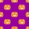 Halloween tile vector pattern with orange pumpkin on violet background