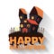 Halloween time background concept in retro style. Vector illustration design