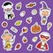 Halloween toddlers and candies sticker set.