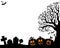 Halloween tree half silhouette theme 3