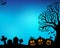 Halloween tree half silhouette theme 5
