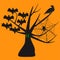 Halloween Tree vector illustration on a orange background