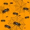 Halloween vector background seamless pattern. Spider web, halloween symbols