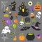 Halloween Vector Clip Art Collection. Set of cute spooky october graphic elements. Vector Illustrations.