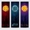 Halloween vertical banners set with moon