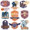 Halloween vintage badges, emblems or labels.