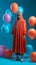 Halloween wall art  - a person in a garment with balloons