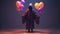 Halloween wall decoration  - a person in a robe holding balloons