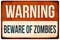 Halloween warning sign. Beware of zombies. Vector illustration, eps10.