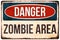 Halloween warning sign. Danger, zombie area. Vector illustration, eps10.