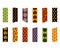 Halloween washi tape strips with torn edges patterns. Halloween labels.