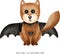 Halloween watercolor illustration of a smiling fox in a Batman costume with a black cape and mask