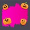 Halloween web grunge pink Banner or poster with Halloween scary pumpkins isolated on grey background . Funky kids