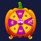 Halloween Wheel of Fortune, button rotation. 2D game asset. Halloween Bonus Popup