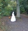 Halloween the white lady ghost in the woods