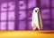 Halloween white spooky ghost with shadow - 3D