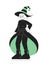 Halloween wicked witch monochromatic flat vector character
