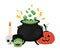 Halloween witch bowl skull frankenstein and pumpkin vector design