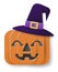 Halloween Witch Hat Pumpkin in Paper Craft Style