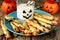 Halloween witch\'s fingers cookies. Homemade cookies in the form