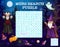 Halloween word puzzle game worksheet, quiz riddle