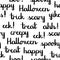 Halloween words black lettering seamless pattern white background