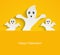 Halloween yellow background with scary ghosts.