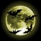 Halloween yellow full Moon with bats