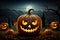 Halloweens iconic jack o lantern a funny yet scary glowing pumpkin ghost