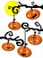 Halloweens pumpkins on tree branches. White background