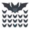 Hallowen character emoticon set. Vector illustration of cute flying grey bat vampire and it s bat-eared snout with