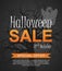 Hallowen Salebanner with ghost. Halloween special offer.