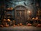 hallowing outside door background useful for photography kids placement , room for floor, empty in the middle,