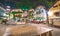 Hallstatt, Austria. City central square with colorful homes at summer night