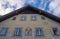 Hallstatt/Austria- December 26, 2019: House decorated with beautiful painted walls in Hallstatt, a charming traditional village