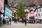 Hallstatt/Austria- December 26, 2019: Tourists on the streets of Hallstatt, a charming traditional village and a famous tourist